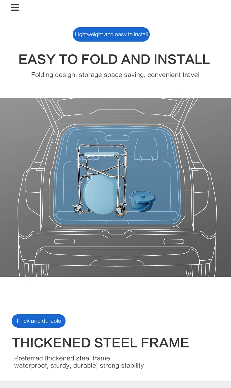 Toilet Chair with Wheels Pull out Commode for Patient