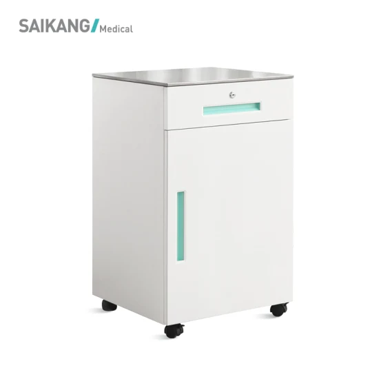 Sks036 Saikang Muebles de acero inoxidable al por mayor Mesita de noche médica hospitalaria con ruedas